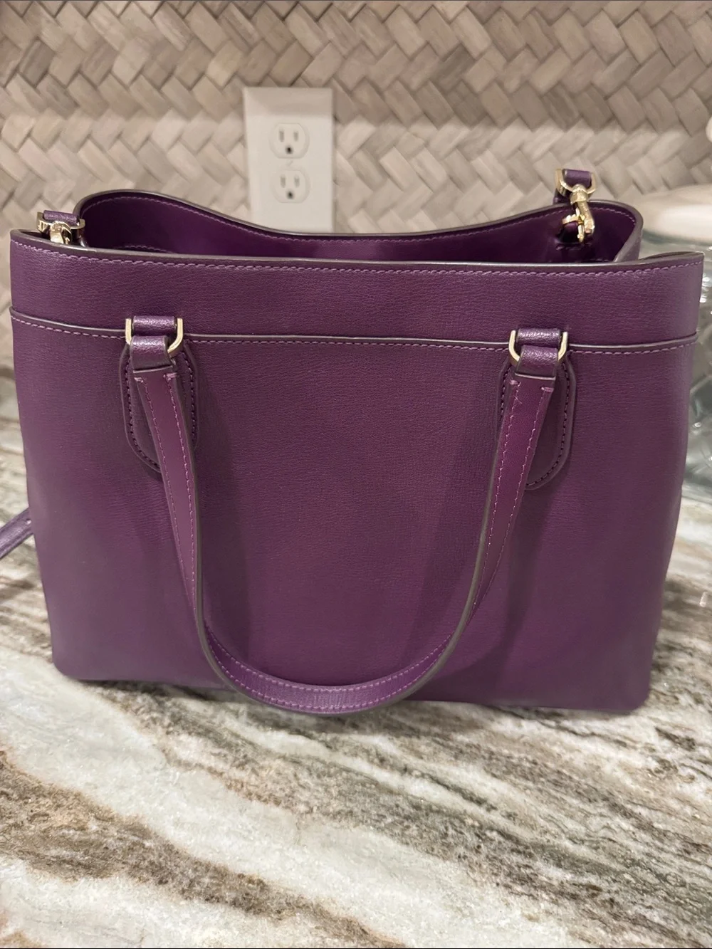 kate spade Purple Leather Sienna Satchel Shoulder Tote with Detachable Strap